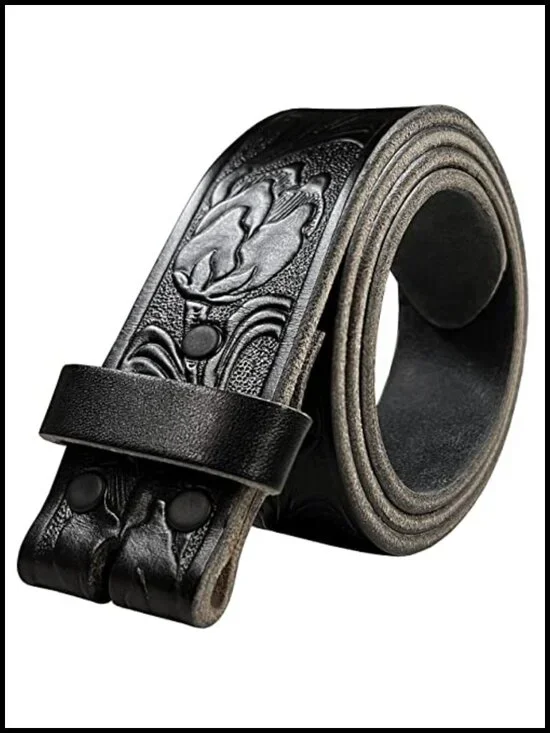 Genuine Full Grain Leather Western Belt Strap, 1.5