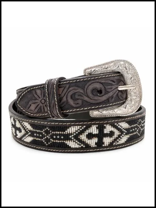 Western Leather Belt for Men Hand Tooled Cowboy Belt with Changeable Buckle