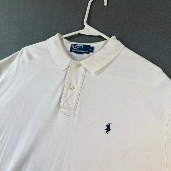 Polo Ralph Lauren Mens Large White Short Sleeve Pony Logo Jersey Polo Shirt