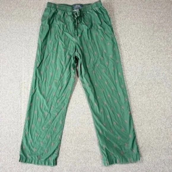 Polo Ralph Lauren Mens Pajama Pants Green All Over Pony Logo Sleepwear Large