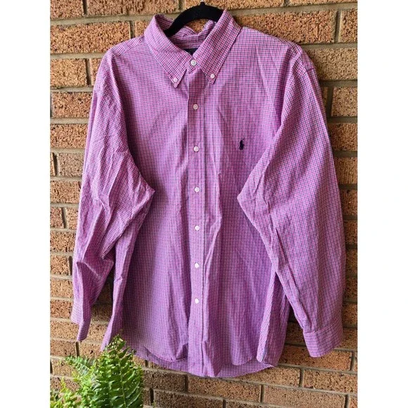 Polo Ralph Lauren Custom Fit Pink Plaid Button Down Shirt | Size 17 32/33