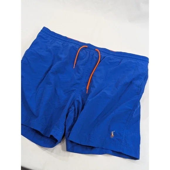 Vintage Polo Ralph Lauren Size XL Swim Trunks Lined‎ Drawstring Blue Flesh Pony