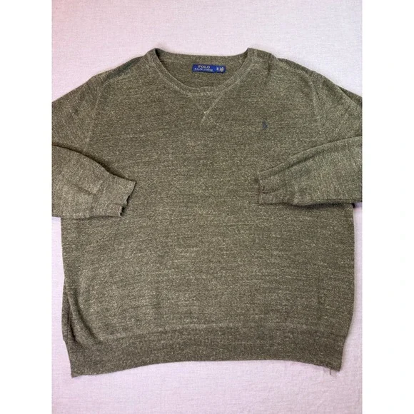Polo Ralph Lauren Sweater Mens XL Olive Green Excellent Crewneck‎ Pullover Pony