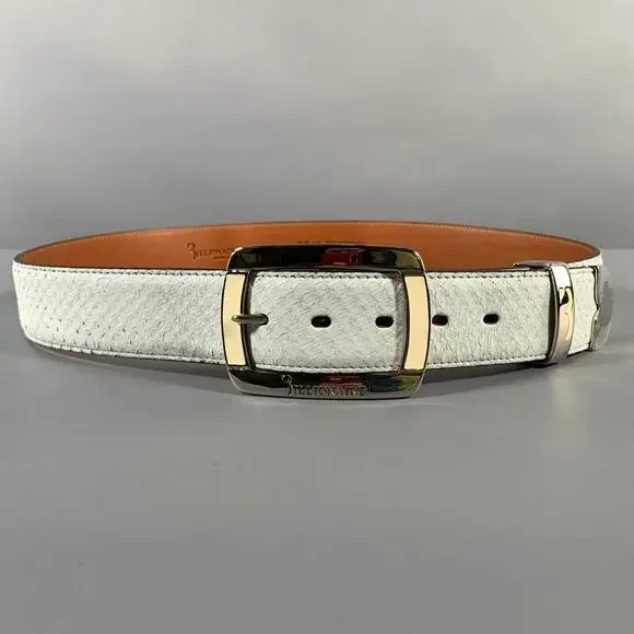 BILLIONAIRE COUTURE Size 40 Off White Textured Phython Skin Leather Belt