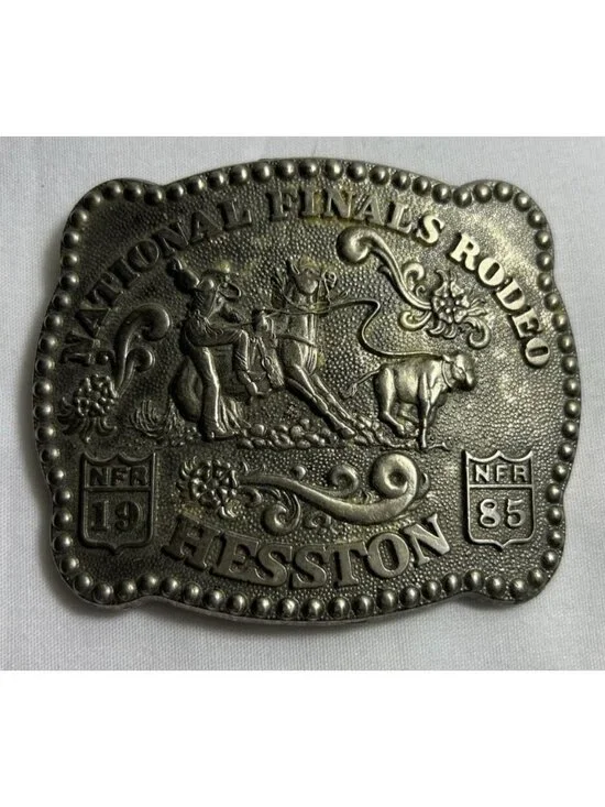 Vintage 1985 HESSTON NATIONAL FINALS RODEO NFR Fred Fellows Buckle 3rd Edition