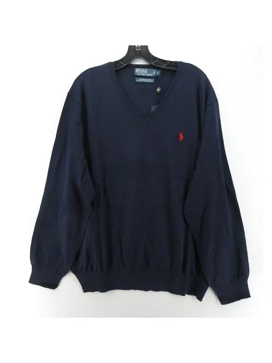 Polo Ralph Lauren Sweater 2XB Big Navy Pullover Preppy Pima Cotton