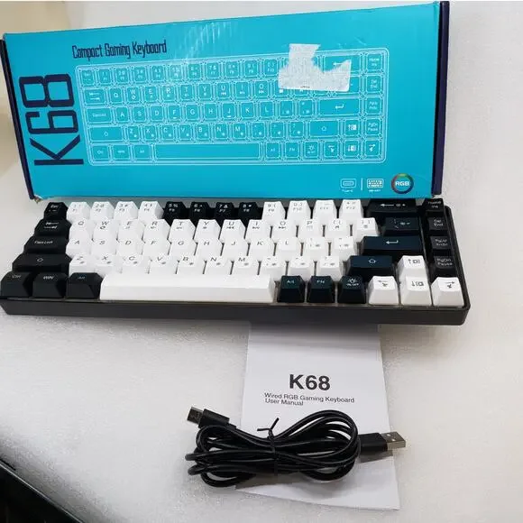 K68 68-Key Compact Gaming Keyboard - Wired RGB (60% Layout Membrane)