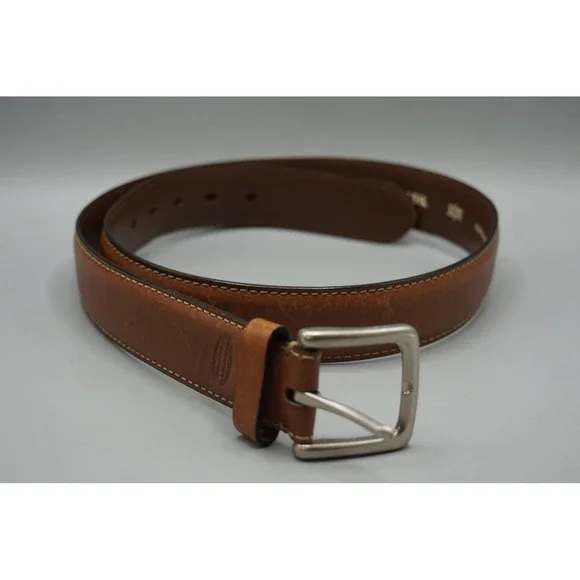 Fossil Mens Brown Genuine Leather Belt MB1255 200 38 Silver Buckle Classic
