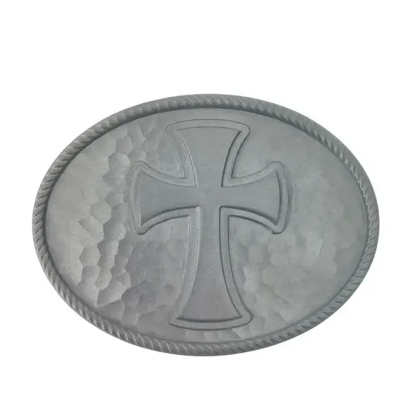 Cross Belt Buckle Great American Products 2006 Christian Oval Hammered