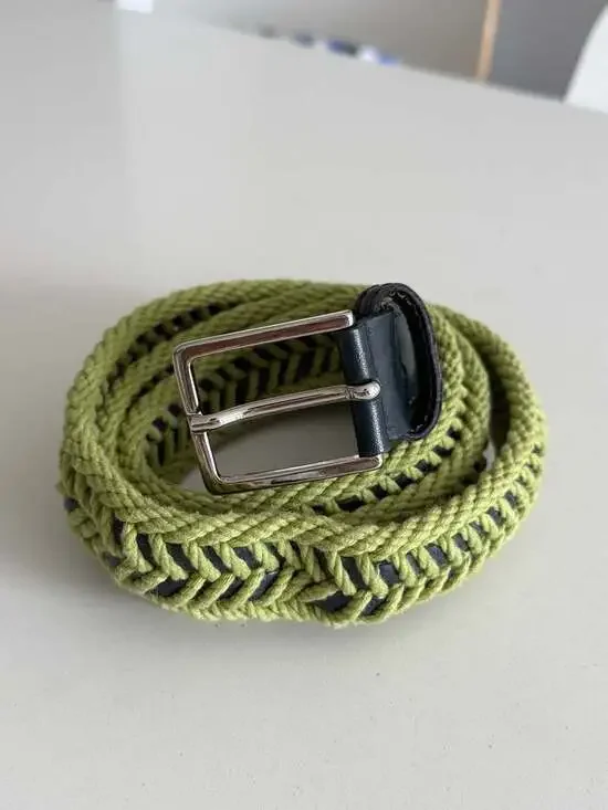 William & Son Green and Navy Braided Woven Belt Size 43.5 inc