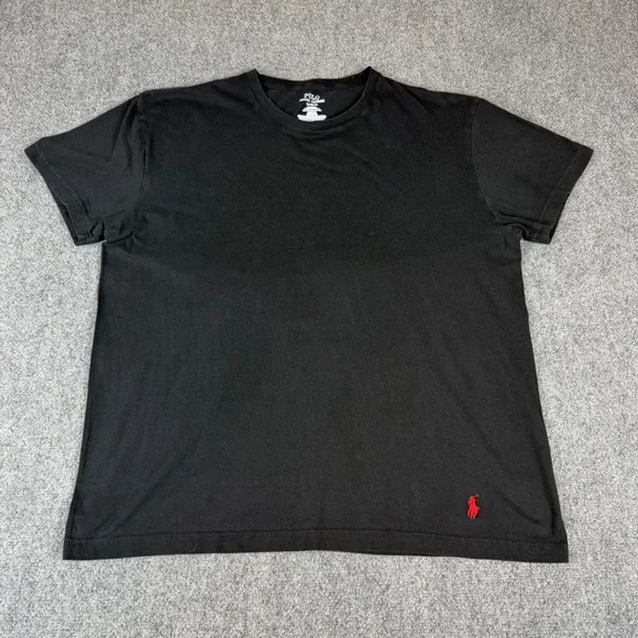 Polo Ralph Lauren Mens XL Black Classic Fit Cotton Crewneck Tee Red Pony Logo