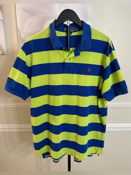 Vintage Polo By Ralph Lauren Men’s Short Sleeve Striped Polo Shirt! Size XL.