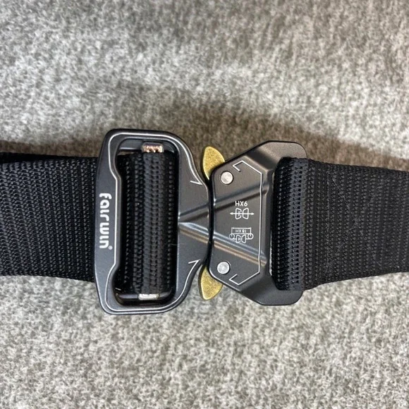 Fairwin Tactical Belt Mens Black Nylon Webbing Quick Release Buckle 45 in