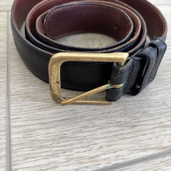 Vintage Coach 5800 Burnished Cowhide Brass Buckle Black 80s Y2K Dress Belt 38/95