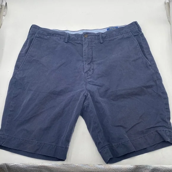 Polo Ralph Lauren Stretch Classic Fit Chino Shorts Mens 38 Navy Blue Distressed