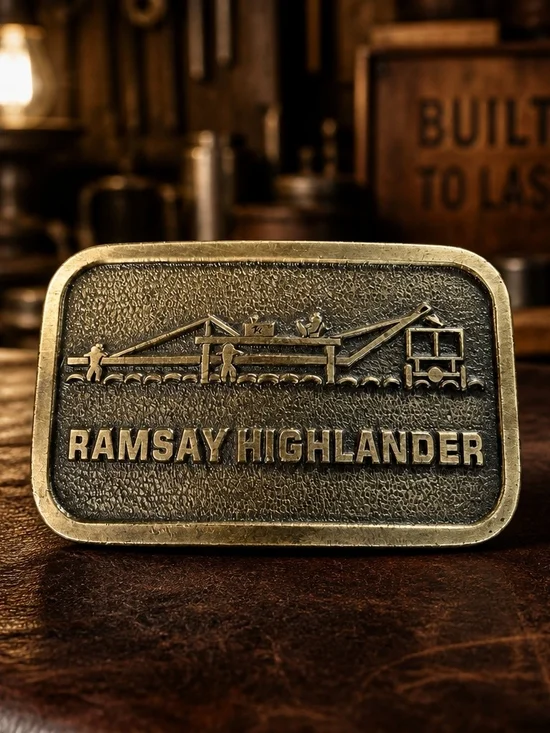 Vintage Ramsay Highlander Agricultural Machinery Solid Brass Belt Buckle 1227