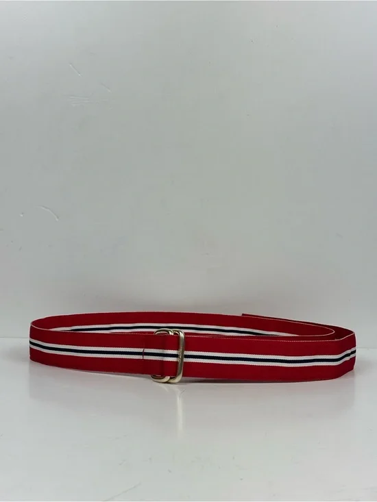 Polo by Ralph Lauren Striped Ribbon Belt with Light Gold Buckle