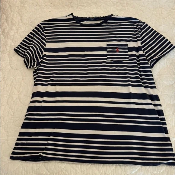 POLO Ralph lauren striped T shirt with pocket   Size XL