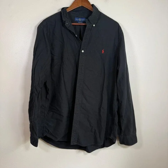 Ralph Lauren Classic Fit Long Sleeve Button Down Shirt Size XL Black