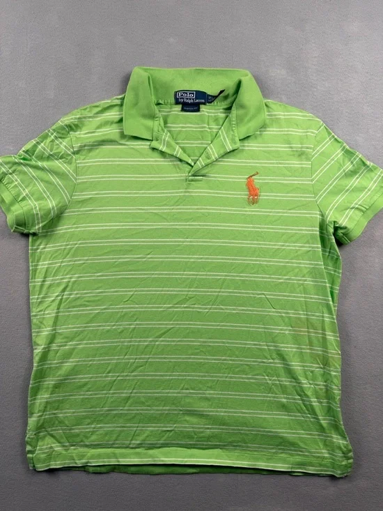 Polo Golf Ralph Lauren Big Pony Polo Shirt Men Large Green White Custom Fit