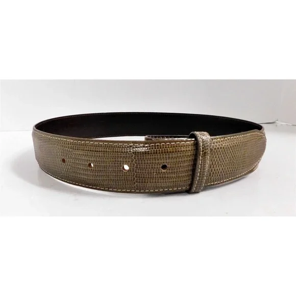 New Genuine‎ Khaki Brown Reptile Belt No Buckle sz 28
