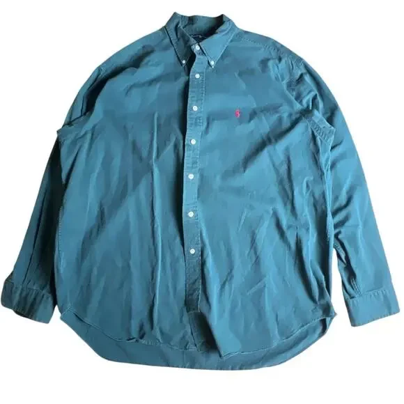 Vintage Polo Ralph Lauren Green Shirt Mens XL 100% Cotton
