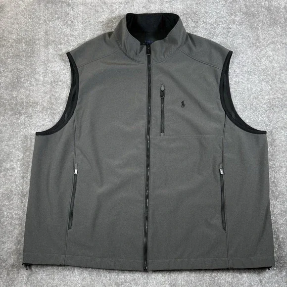 Polo Ralph Lauren Vest Men's 3XB Gray‎ Full Zip Stretch Outdoor Golf Performance