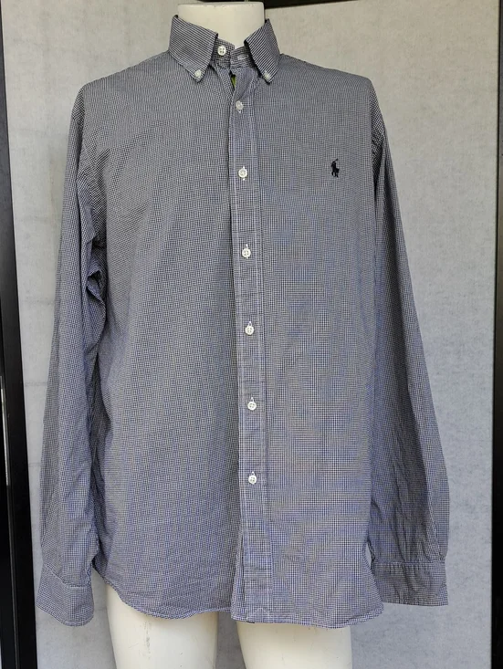 Polo by Ralph Lauren Navy and White Micro-Check Button-Down Shirt