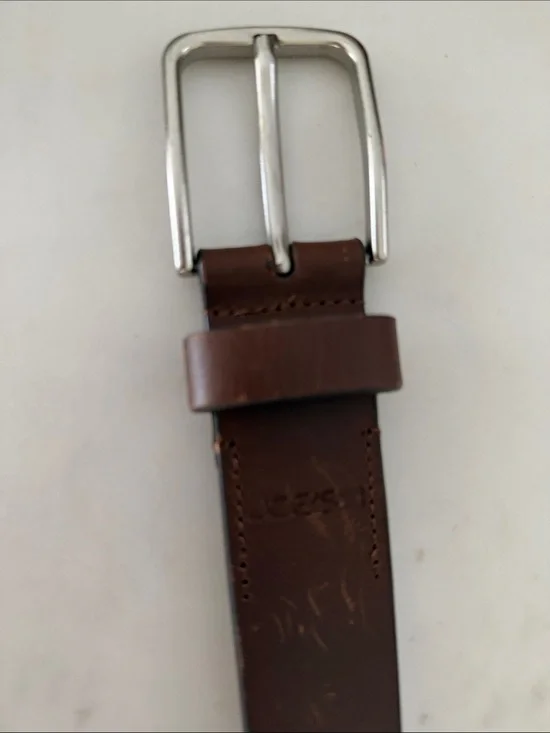 Joe's Jeans Dark Brown Leather Belt with Silver Buckle