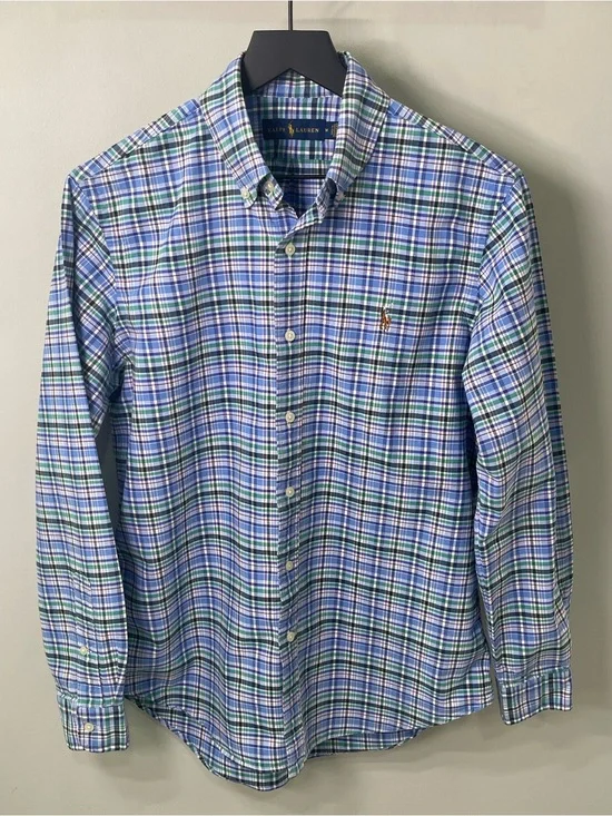 Ralph Lauren Blue & Green Plaid Button-Down Shirt - Men's