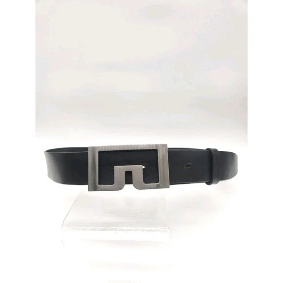 J Lindeberg Size 32 Black Leather Belt Golf Pro Made In Italy