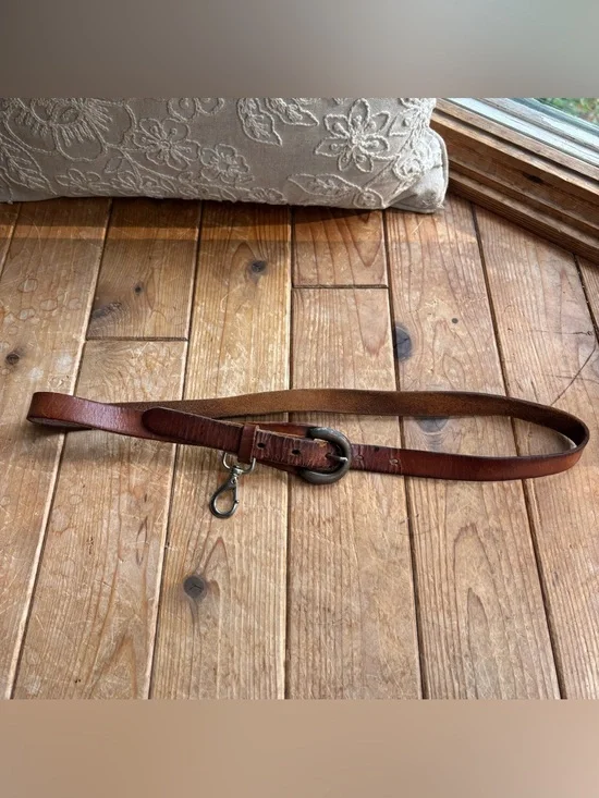 Thin Leather Belt with Silver Buckle