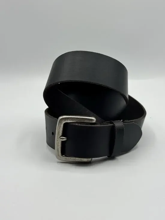 American Eagle Belt Mens Sz 38 Black Leather Buckle VTG Rugged Eagle Logo Y2K