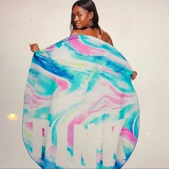 NEW VS PINK ROUND BEACH TOWEL