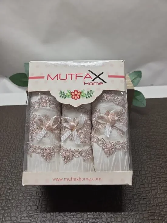Mutfax Home 3-piece set of Decorative, Embroidered Hand Towel Set In White