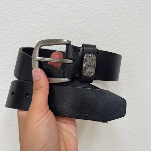 Fossil Black Genuine Leather Belt Size M