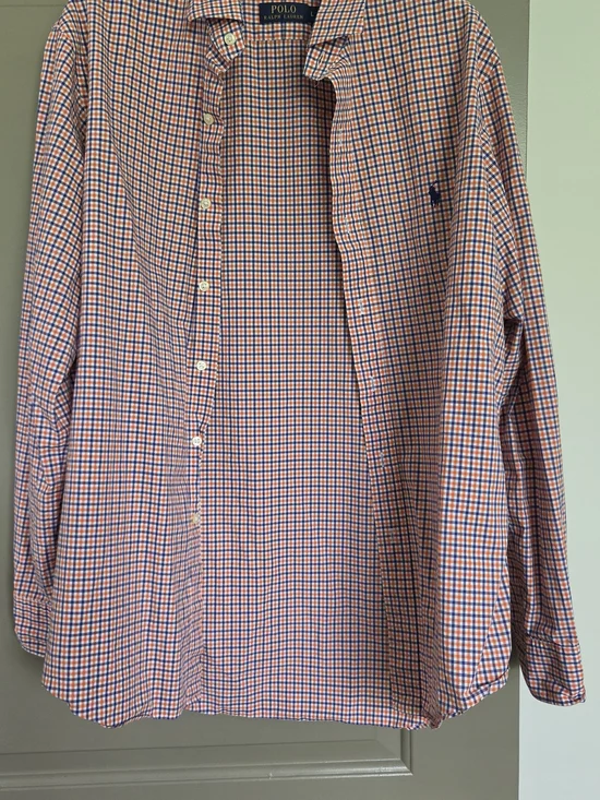 Polo by Ralph Lauren Men's Orange Blue Check Button-Down Shirt