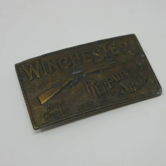 Vintage Winchester Repeating Arms Belt Buckle 1970s Rifle Brass Buckle Deadstock