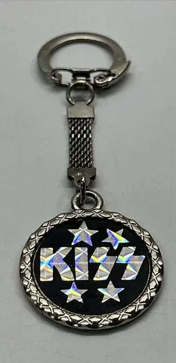 Vintage KISS 1977 Aucoin prismatic mesh keychain Rare