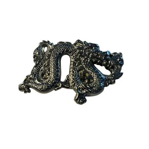 DRAGON FIRE FLAME BREATHING SOLID BRASS CHROME PLATED‎ BARON BELT BUCKLE 1981