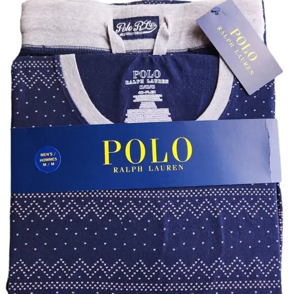 Polo Ralph Lauren Pajama Set Top Pants Blue Snowflakes 2 pc