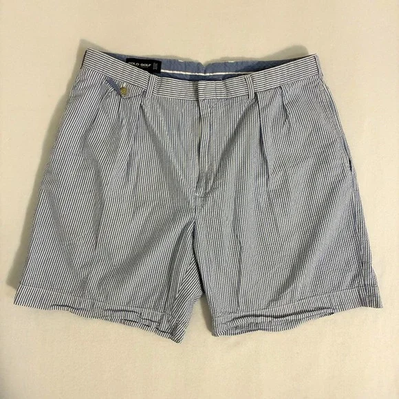 Polo Golf Ralph Lauren Pleated Shorts Men's Size 40 (Fits 38) Seersucker Preppy