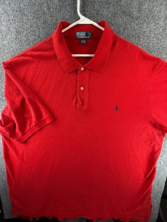 Polo Ralph Lauren Red Big Polo Shirt Short Sleeve Knit Mesh 3XLT Tall Cotton