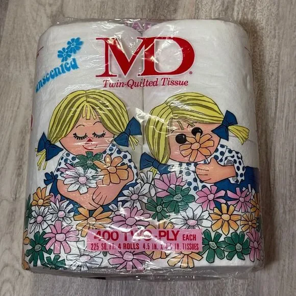 Vintage 1980 MD Twin Quilted Two-PlyWhite Bathroom Tissue (4 PACK) 225 SQ.FT.‎