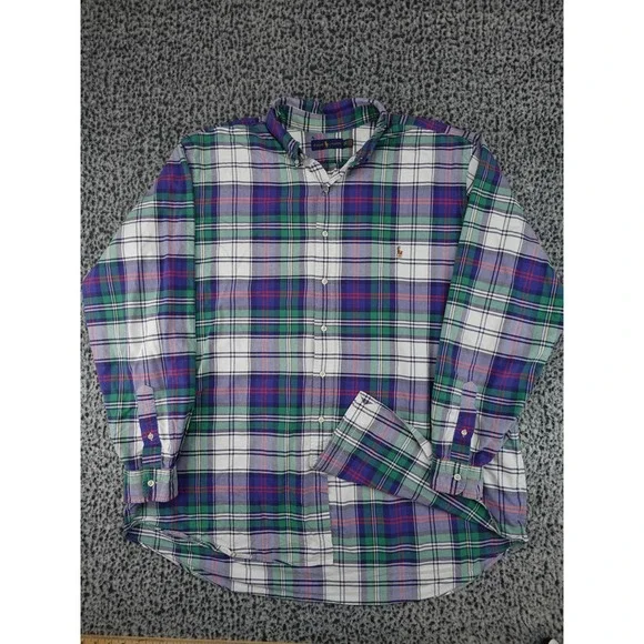 Polo Ralph Lauren Button Down Mens 2XLT Multicolor Excellent Plaid Tall‎ Shirt