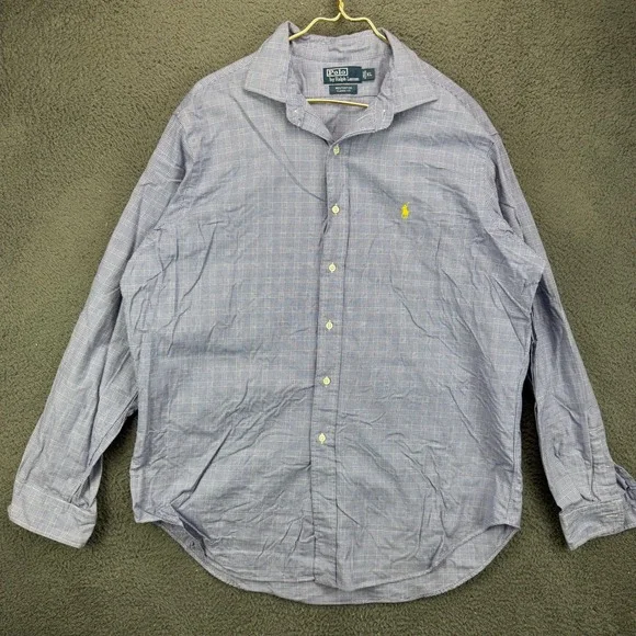 Polo Ralph Lauren Westerton Classic Fit Shirt Mens XL Blue Glen Plaid Button Up