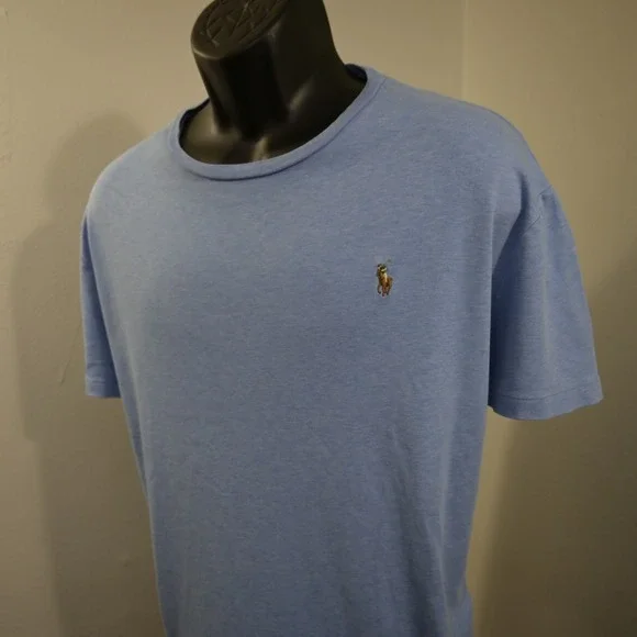 Polo Ralph Lauren T-Shirt Mens XL Classic Fit Light Blue Heathered Short Sleeve