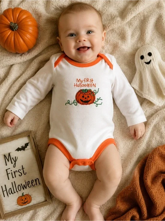 Baby Gap Newborn My First Halloween Pumpkin Long Sleeve Bodysuit NWT