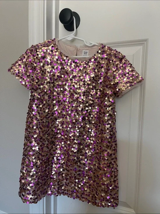 GAP Girls Pink and Gold Sequin Dress