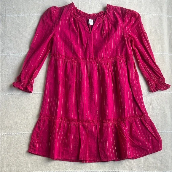 GAP Girls long sleeve Pink & gold stripe Dress